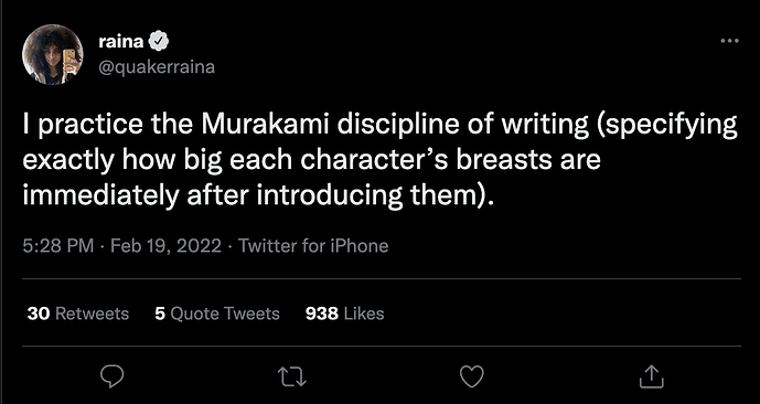 Murakami writing breasts