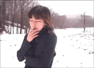 girl smoking and running